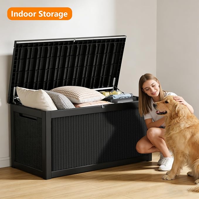320 Gallon Outdoor Storage Box Resin Deck Box All Weather Waterproof Large - Image 8