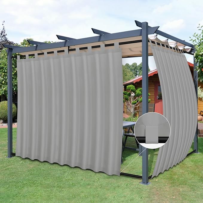 Easy-Going Outdoor Patio Curtains 2 Panels, 110x84 inch, Light Grey | Privacy by Easy-Going