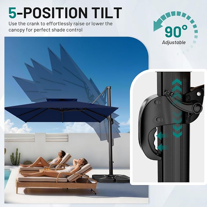 12×12 FT Double-Top Cantilever Patio Umbrella, Outdoor Umbrellas - Image 2