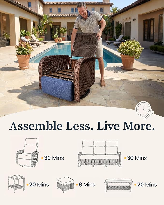 Resort-Grade Recliners Patio Furniture, 6.2" Ultra Thick Cushions | Heavy Duty - Image 9