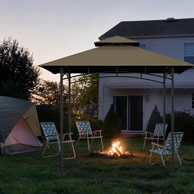 5x8Ft Grill Gazebo Replacement Top, Khaki Canopy Top Cover Only | Double-Layer - Image 7