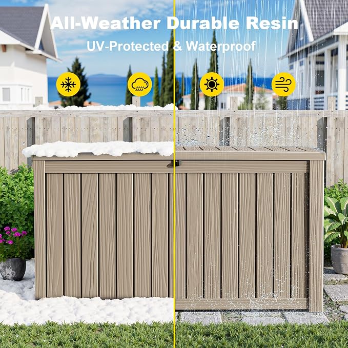 230 Gallon Outdoor Deck Box, Resin Waterproof Storage Box - Image 7