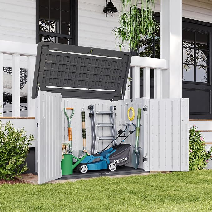 Aoxun Outdoor Storage Cabinet 35 Cu.Ft Outdoor Trash Can Storage Shed, and Lawn - Image 5