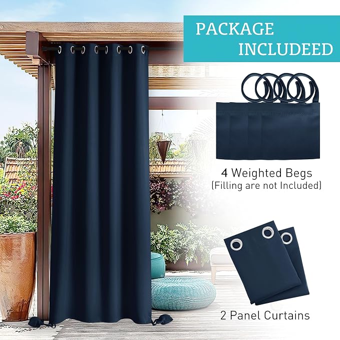 RYB HOME Outdoor Curtains for Patio Waterproof, Windproof - Image 8