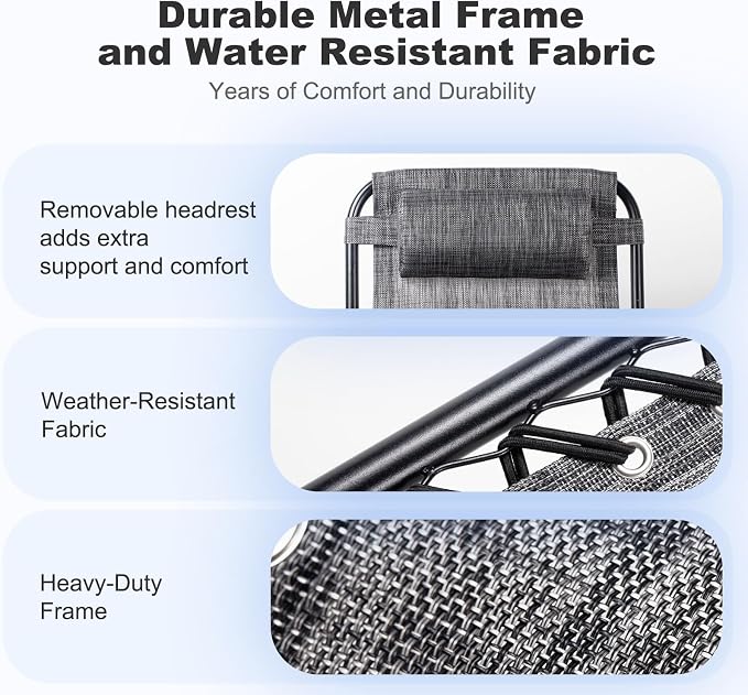 Nazhura Set of 2 Relaxing Recliners Patio Chairs Adjustable Steel Mesh Zero - Image 6