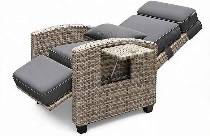Recliner Chair Wicker, Adjustable Patio Lounge Chair, - Image 3