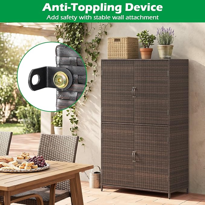 Tangkula Rattan Outdoor Storage Cabinet - Image 7
