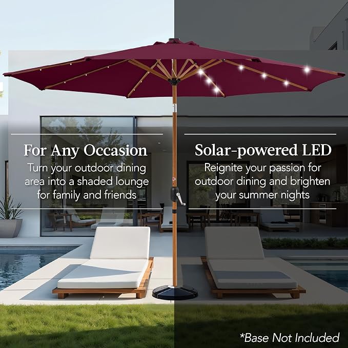 Best Choice Products 10ft Solar Market Patio Umbrella w/Woodgrain Pattern Pole - Image 4