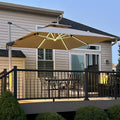 PURPLE LEAF Cantilever Umbrella 11'X11' Double Top Solar LED Light, Support to by PURPLELEAF