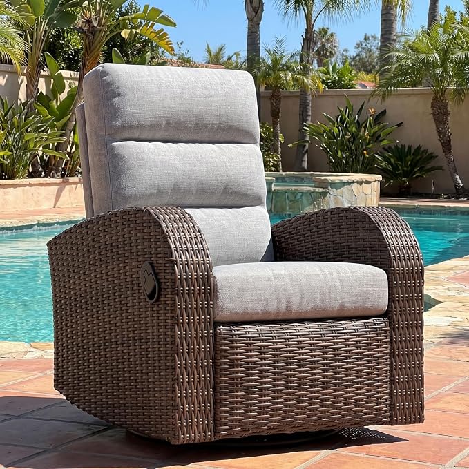 Oversized Wicker Outdoor Swivel Glider Recliner by LayinSun
