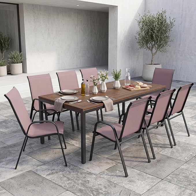 Tangkula Stackable Patio Dining Chairs Set of 4, Outdoor Armchairs - Image 9