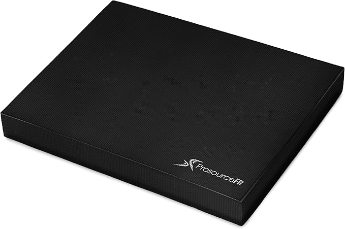 ProsourceFit Exercise Balance Pad – Large Cushioned Non-Slip Foam Mat & Knee Pad for Fitness, Stability Training, Physical Therapy, Yoga 15"x19", Black
