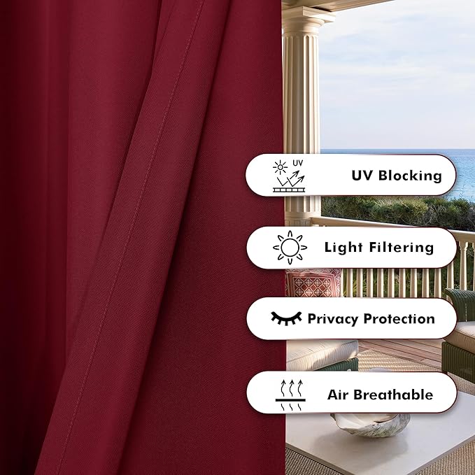BONZER Outdoor Curtains for Patio Waterproof Thick Privacy | Grommet Light - Image 4
