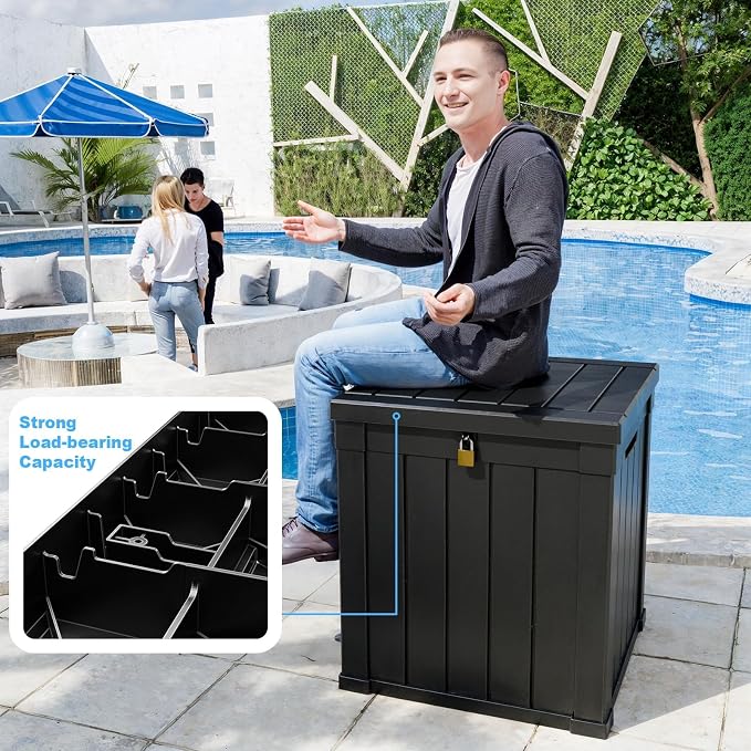 50 Gallon Waterproof Outdoor Resin Deck Box, Lockable Storage Container - Image 6
