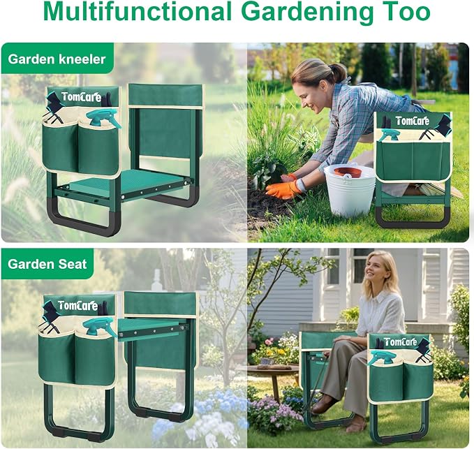 TomCare Garden Kneeler and Seat, 11.14" Kneeling Pad Sturdy Garden Bench | - Image 3