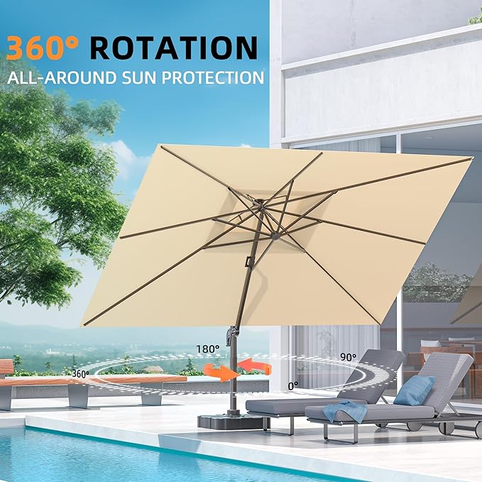 10' X 13' Outdoor Patio Umbrella Large Rectangle Cantilever Umbrella - Image 3
