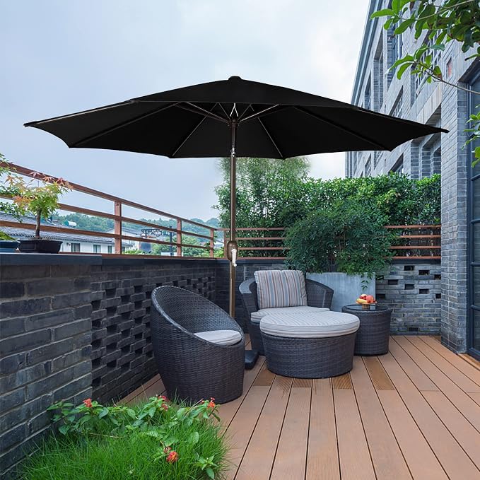 9' Outdoor Patio Umbrella, Outdoor Table Umbrella, Yard Umbrella, Market - Image 6