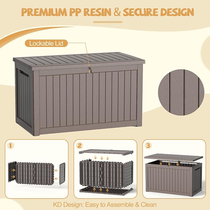 Outdoor Storage Box Waterproof, 360 Gal Gen 2 Resin Deck Box - Image 8