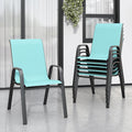 Light Blue Patio Chairs Set of 6, Stackable Outdoor Dining Chairs by Vimstora