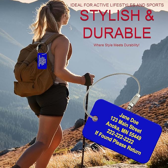 High Visibility Multi Pack Customized Tavel ID Tag - Luggage Tag - Golf Bag ID - Personalized ID Travel Tag - Imprinted Luggage Tag - Luggage, Bikes, Sport Equipment and More. (8)