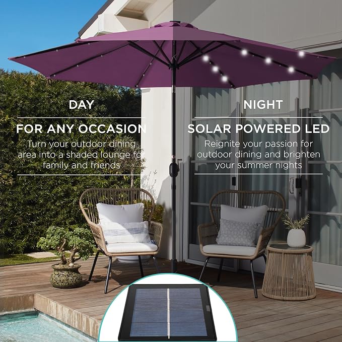 Best Choice Products 10ft Solar Polyester LED Lighted Patio Umbrella w/Tilt - Image 3