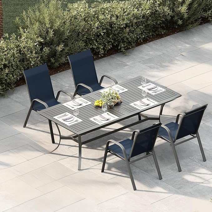 Stackable Outdoor Patio Dining Chairs Set of 4 – Heavy Duty, High Back Armchairs - Image 2