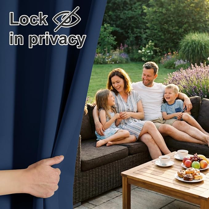 RYB HOME Outdoor Curtains for Patio Waterproof Privacy Thermal Insulated | - Image 3