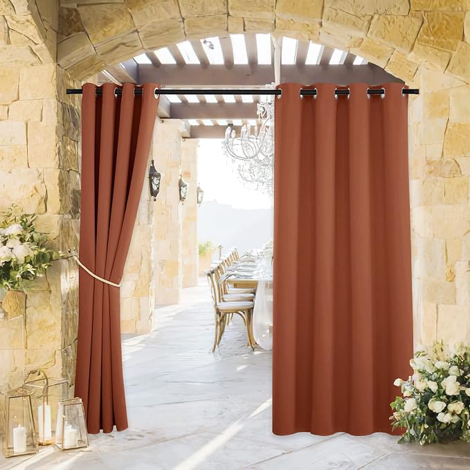 RYB HOME Outdoor Curtains for Patio Deck, Waterproof & Block Sunlight | Thermal by RYBHOME