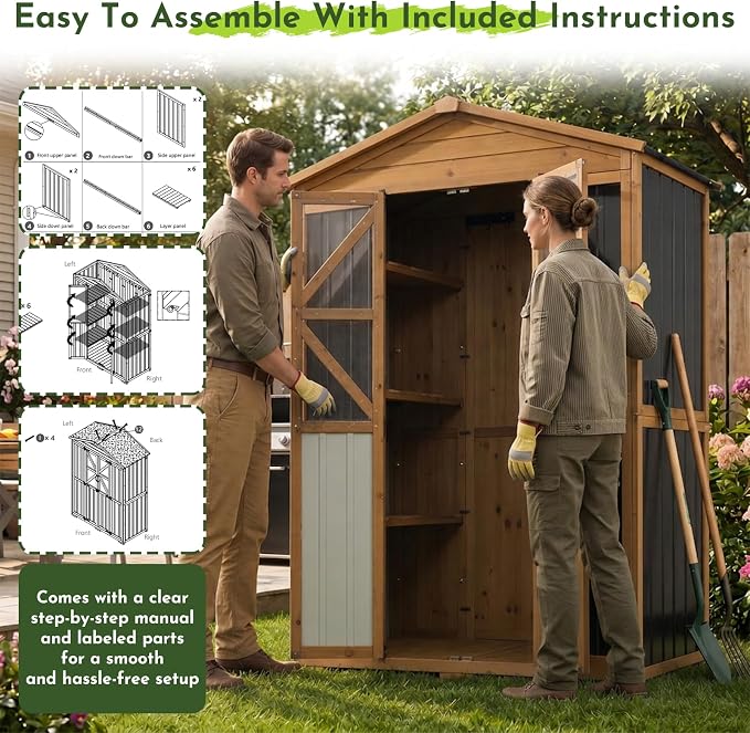 Outdoor Wooden Storage Shed Cabinet - Image 9