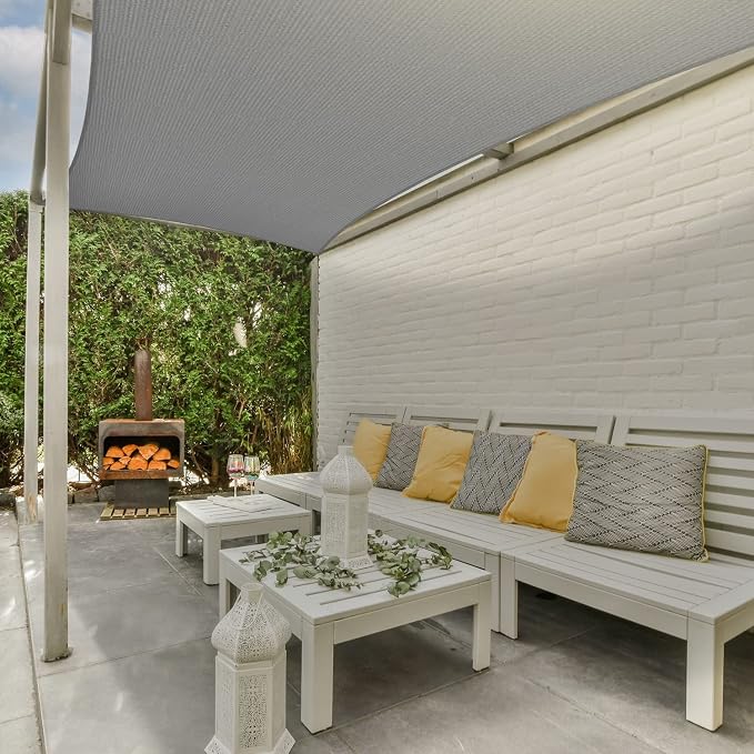 AsterOutdoor Sun Shade Sail Rectangle 6' x 10' UV Block Canopy - Image 6
