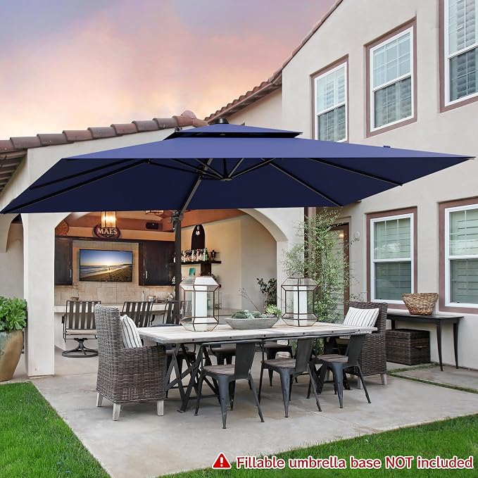 9x12FT Navy Blue Cantilever Outdoor Patio Umbrella - Image 3