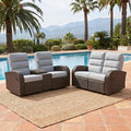 Oversized 2 Pieces Wicker Outdoor Recliner Loveseat by LayinSun