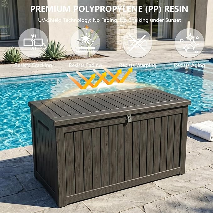 Outdoor Storage Box, 270 Gallon Waterproof Deck Box, Super-Sized Gas-Spring - Image 4