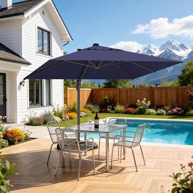 10' X 10' Patio Umbrella Cantilever Outdoor Rectangle Umbrella, Heavy Duty by ORYNTREX