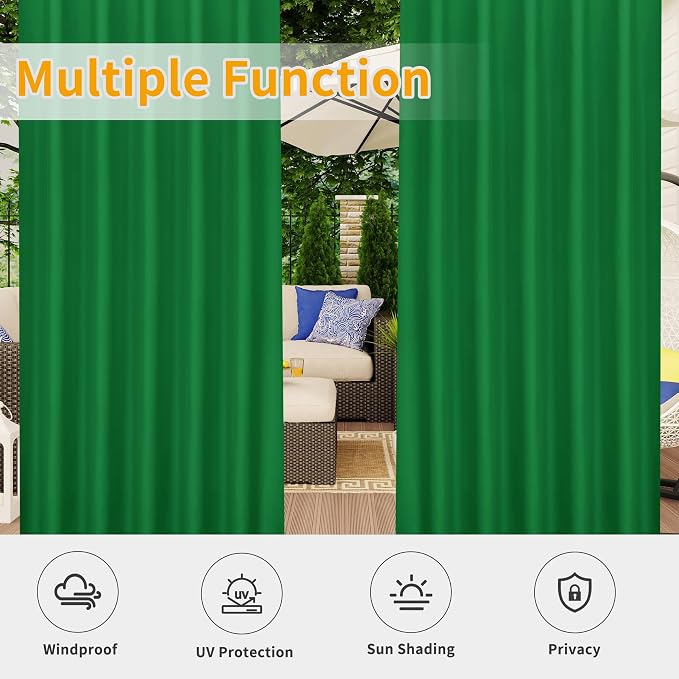 Easy-Going Outdoor Patio Curtains 2 Panels, 54x120 inch, Porch and Pergola - Image 5