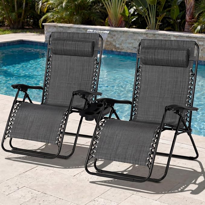 Best Choice Products Set of 2 Extra Wide Adjustable Steel Mesh Zero Gravity - Image 2
