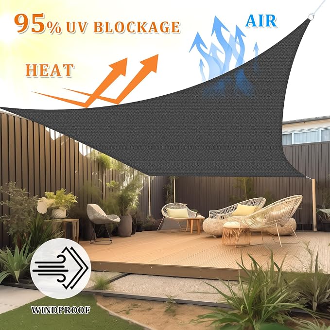 Shade&Beyond Custom Sun Shade Sail 10'x13'RectangleSun Sail Shades Patio UV - Image 2