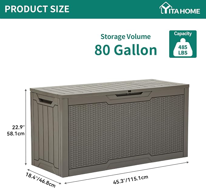 YITAHOME 80 Gallon Outdoor Storage Box | Large Water Resistant Resin Deck Box - Image 6