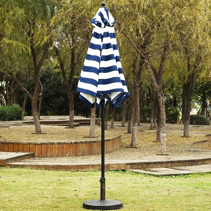Sunnyglade 7.5' Patio Umbrella Outdoor Tilt Umbrella Blue/White Stripe | Market - Image 3