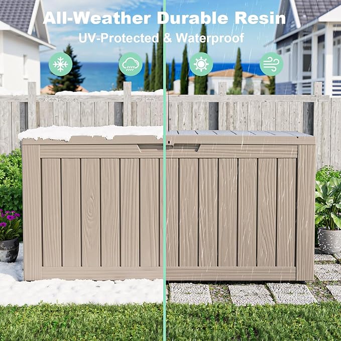 PatioZen 75 Gallon Resin Deck Box, Lockable Patio Outdoor Storage Box - Image 6