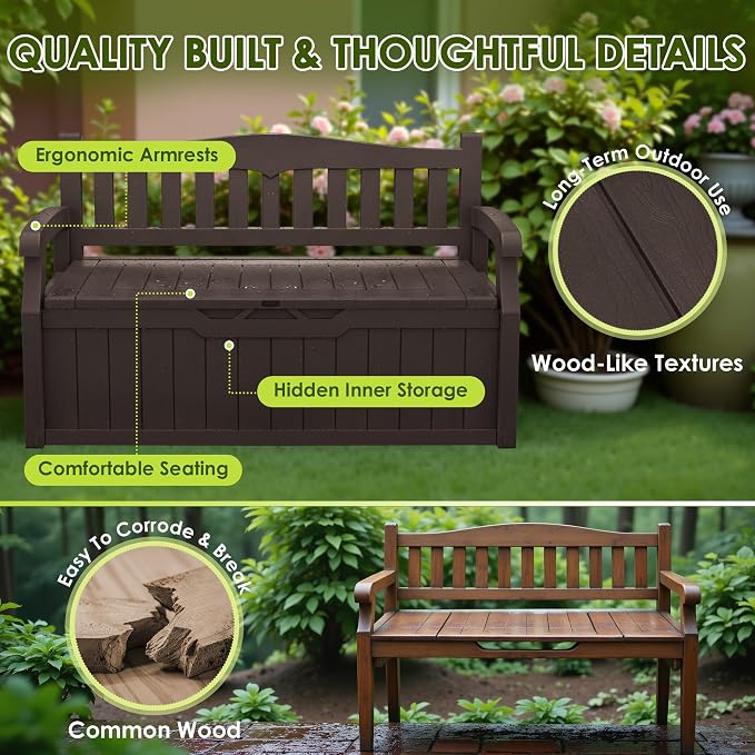 Greesum 80 Gallon Heavy-Duty Outdoor Storage Bench - Image 5