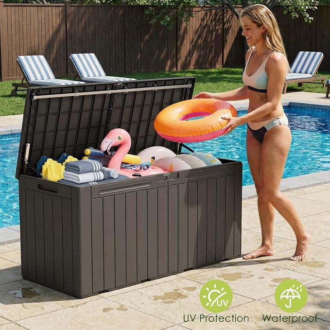 Devoko 100 Gallon Outdoor Storage Box, Waterproof Deck Box Lockable | Weather - Image 3