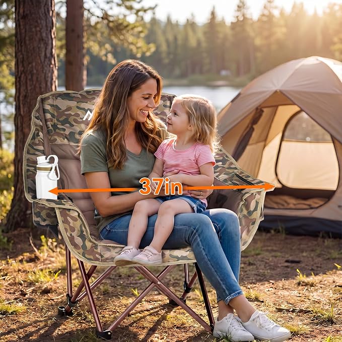 Oversized Camping Chair, Padded Camping Chairs Support 450LBS, Camouflage | - Image 5