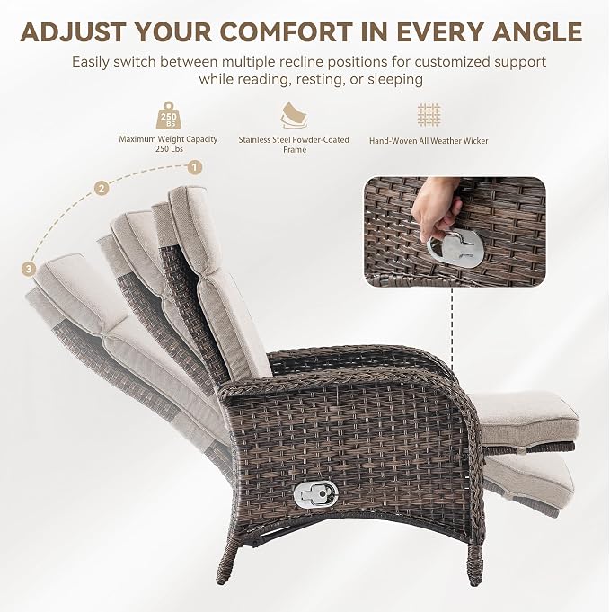 Zero Gravity Wicker Patio Recliner Chair - Image 6