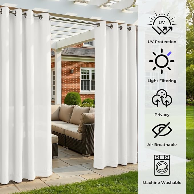 Set of 6 Outdoor Curtains for Patio Waterproof, Breathable Grommet Panels for - Image 4