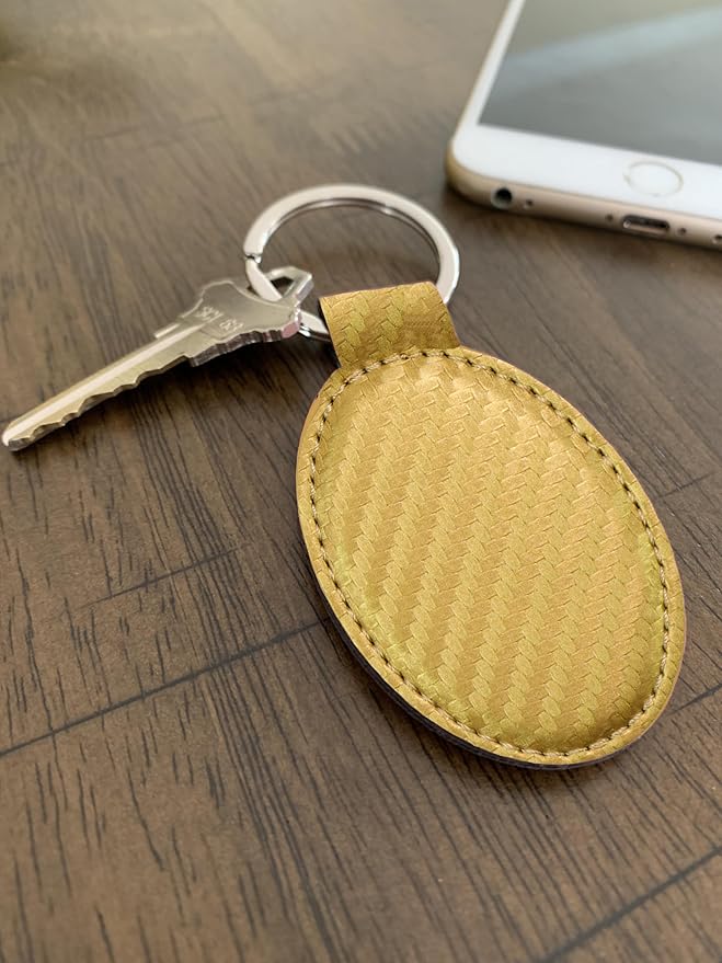 LaserGram Oval Keychain, Sunflowers, Personalized Engraving Included