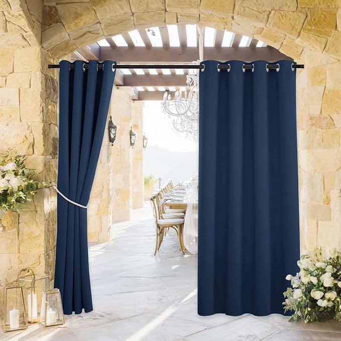 RYB HOME Outdoor Curtains for Patio Deck, Waterproof & Block Sunlight | Thermal by RYBHOME