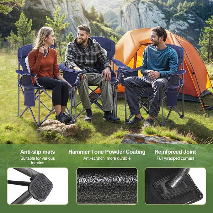 LET'S CAMP Folding Camping Chair Oversized Heavy Duty Padded Outdoor Chair | - Image 7