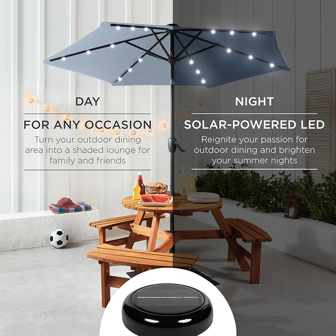 Best Choice Products 7.5ft Solar Umbrella LED Lighted Patio Umbrella, Table - Image 3