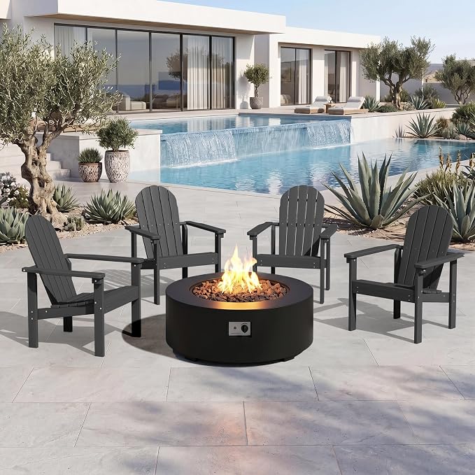 SERWALL HDPE Stackable Adirondack Chairs Set of 4, Space-Saving by SERWALL